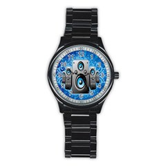 Sound System Music Disco Party Stainless Steel Round Watch by Mariart