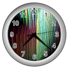 Screen Shot Line Vertical Rainbow Wall Clocks (silver)  by Mariart