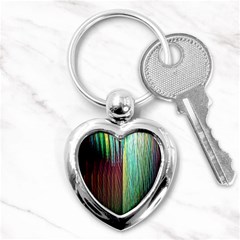 Screen Shot Line Vertical Rainbow Key Chains (heart)  by Mariart