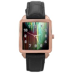 Screen Shot Line Vertical Rainbow Rose Gold Leather Watch  by Mariart