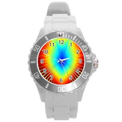 View Max Gain Resize Flower Floral Light Line Chevron Round Plastic Sport Watch (l) by Mariart