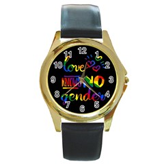 Love Knows No Gender Round Gold Metal Watch by Valentinaart