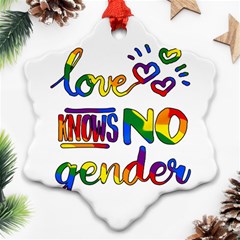 Love Knows No Gender Snowflake Ornament (two Sides) by Valentinaart