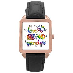 Love Knows No Gender Rose Gold Leather Watch  by Valentinaart