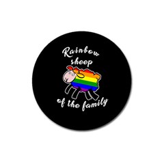 Rainbow Sheep Magnet 3  (round) by Valentinaart