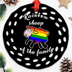 Rainbow Sheep Round Filigree Ornament (two Sides) by Valentinaart