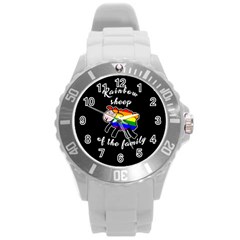 Rainbow Sheep Round Plastic Sport Watch (l) by Valentinaart