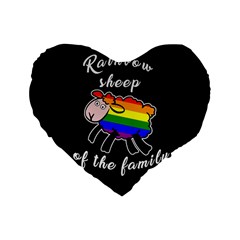 Rainbow Sheep Standard 16  Premium Heart Shape Cushions by Valentinaart