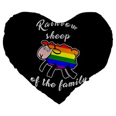 Rainbow Sheep Large 19  Premium Heart Shape Cushions by Valentinaart