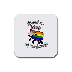 Rainbow Sheep Rubber Coaster (square)  by Valentinaart