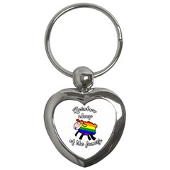 Rainbow Sheep Key Chains (heart)  by Valentinaart