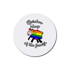 Rainbow Sheep Rubber Coaster (round)  by Valentinaart