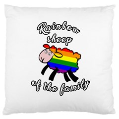 Rainbow Sheep Large Flano Cushion Case (one Side) by Valentinaart