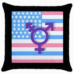 Transgender Flag Throw Pillow Case (black) by Valentinaart