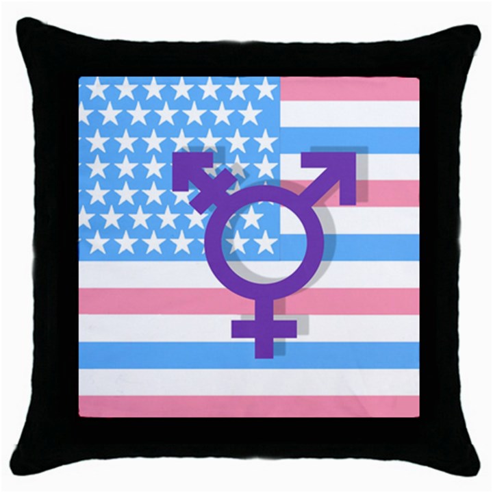 Transgender flag Throw Pillow Case (Black)