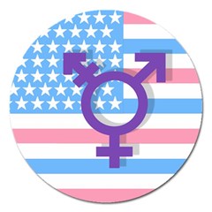 Transgender Flag Magnet 5  (round) by Valentinaart