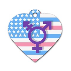 Transgender Flag Dog Tag Heart (one Side) by Valentinaart