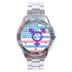 Transgender Flag Stainless Steel Analogue Watch by Valentinaart