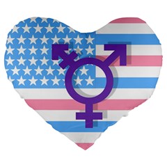 Transgender Flag Large 19  Premium Heart Shape Cushions by Valentinaart