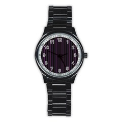 Lines Pattern Stainless Steel Round Watch by Valentinaart