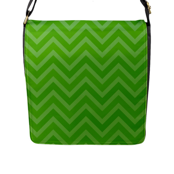 Zigzag  pattern Flap Messenger Bag (L) 