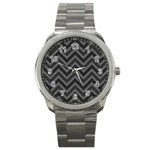 Zigzag  pattern Sport Metal Watch Front