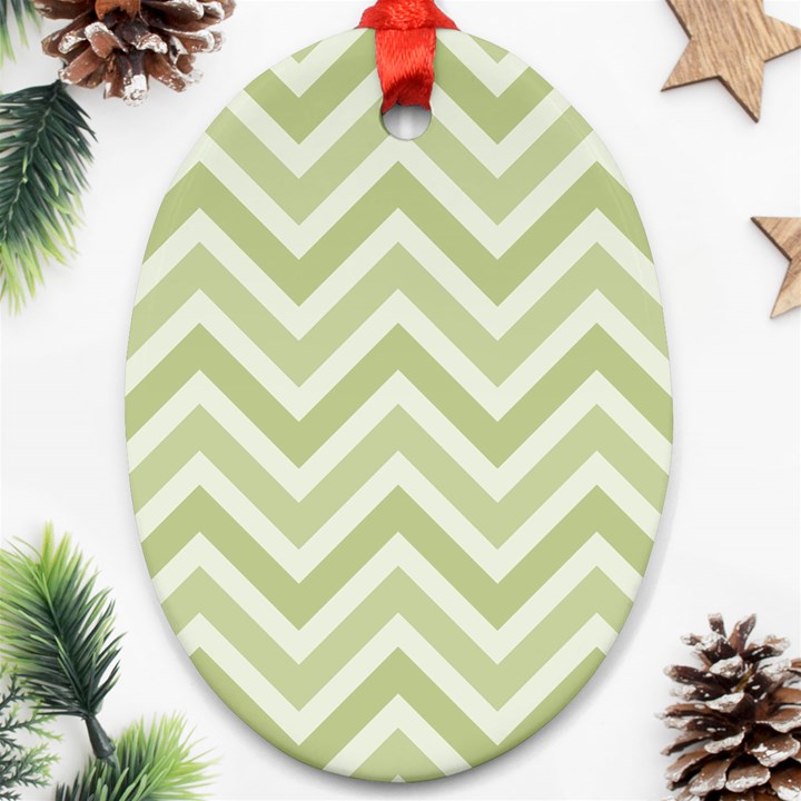 Zigzag  pattern Oval Ornament (Two Sides)