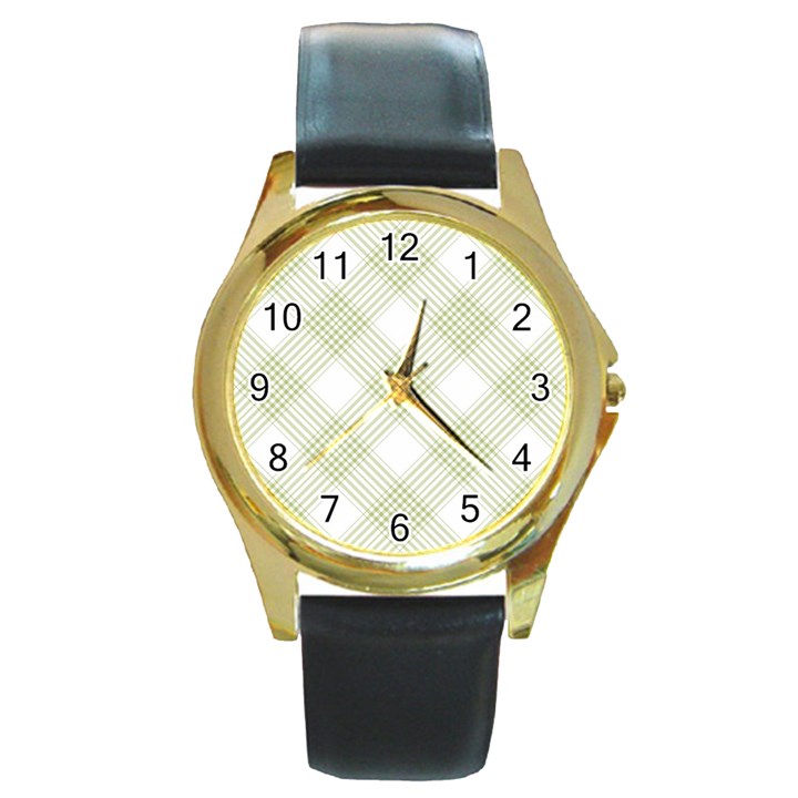 Zigzag  pattern Round Gold Metal Watch