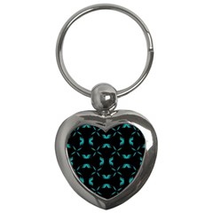 Background Black Blue Polkadot Key Chains (heart) 