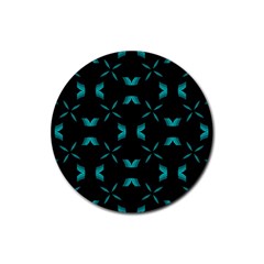 Background Black Blue Polkadot Rubber Coaster (round)  by Mariart