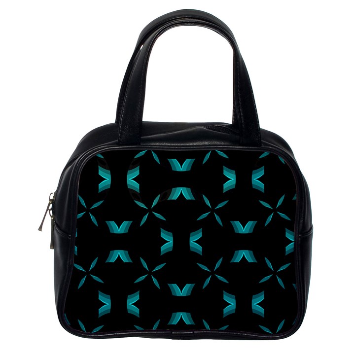 Background Black Blue Polkadot Classic Handbags (One Side)