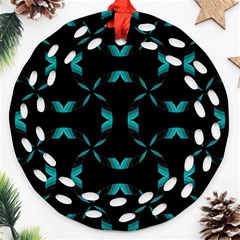 Background Black Blue Polkadot Round Filigree Ornament (two Sides) by Mariart