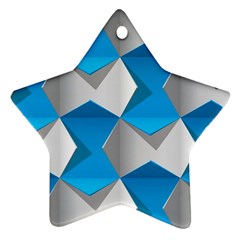 Blue White Grey Chevron Ornament (Star)