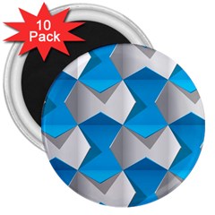 Blue White Grey Chevron 3  Magnets (10 pack) 