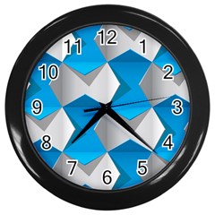 Blue White Grey Chevron Wall Clocks (Black)