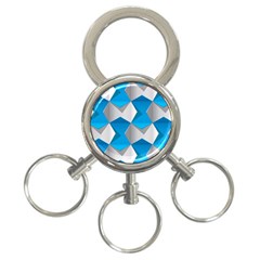 Blue White Grey Chevron 3-Ring Key Chains