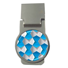 Blue White Grey Chevron Money Clips (Round) 