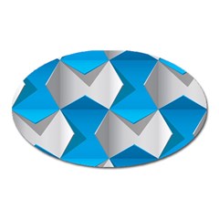 Blue White Grey Chevron Oval Magnet