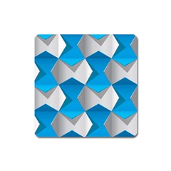 Blue White Grey Chevron Square Magnet