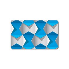 Blue White Grey Chevron Magnet (Name Card)