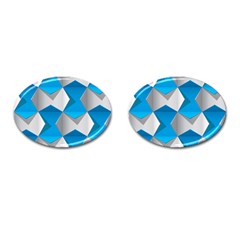 Blue White Grey Chevron Cufflinks (Oval)