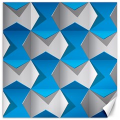 Blue White Grey Chevron Canvas 12  x 12  