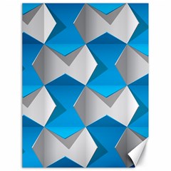 Blue White Grey Chevron Canvas 18  x 24  