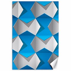 Blue White Grey Chevron Canvas 20  x 30  