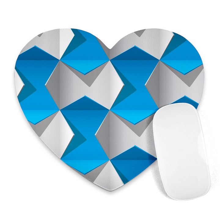 Blue White Grey Chevron Heart Mousepads