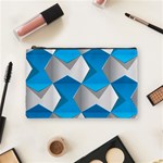 Blue White Grey Chevron Cosmetic Bag (Medium)  Front