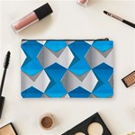 Blue White Grey Chevron Cosmetic Bag (Medium)  Back