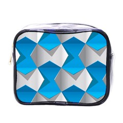 Blue White Grey Chevron Mini Toiletries Bags