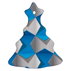 Blue White Grey Chevron Ornament (Christmas Tree) 