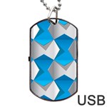 Blue White Grey Chevron Dog Tag USB Flash (One Side) Front